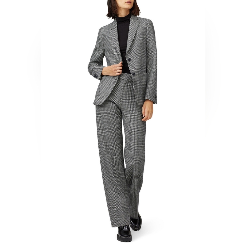 Women's Classic  houndstooth-check Checkered Wool Dress Pants